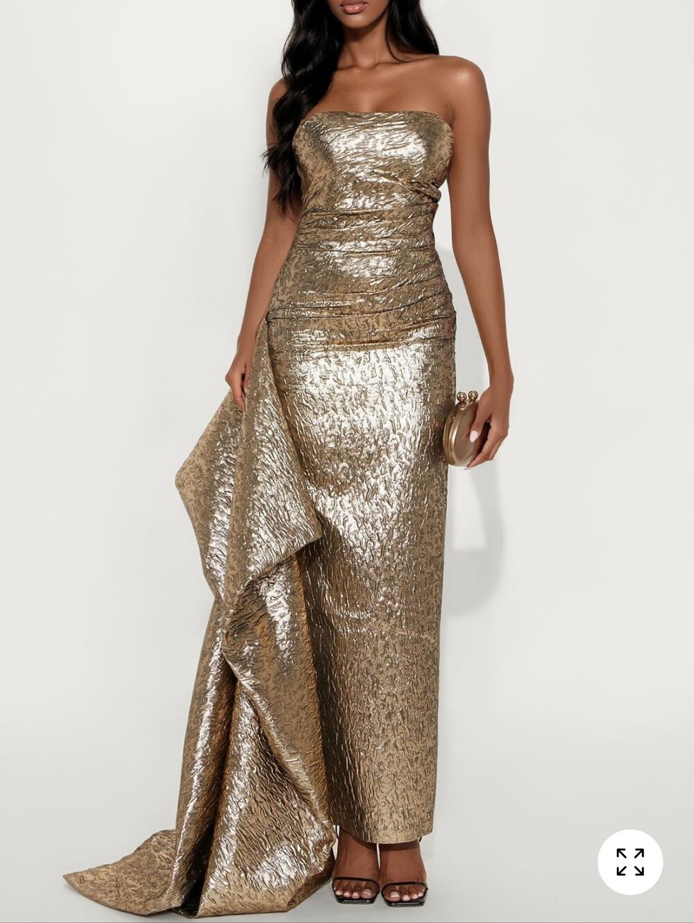 Fashion Nova Gold Metallic Strapless Maxi Skirt